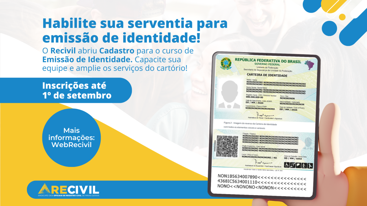 Inscrições abertas até 1º de setembro para cartórios interessados em emitir carteiras de identidade