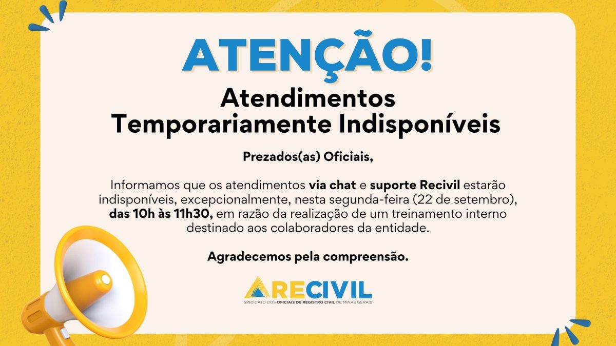 Aviso de Indisponibilidade Temporária do Suporte