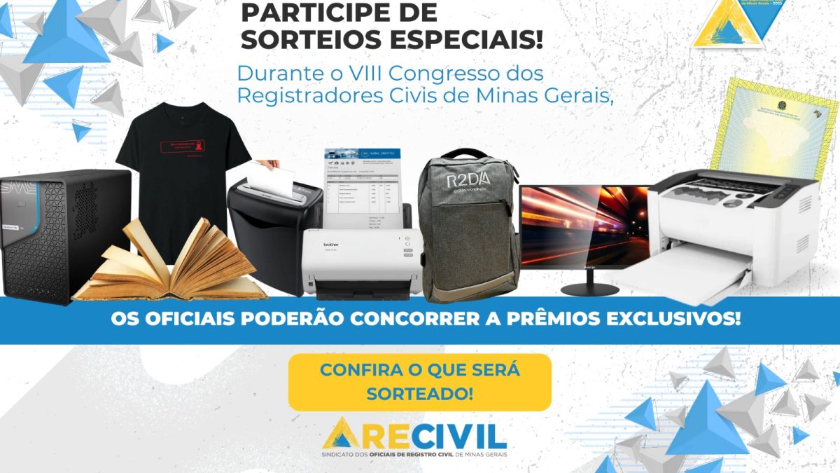 Super brindes exclusivos para Oficiais no XIII Congresso de Registradores Civis de MG!